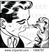 Vector Clip Art of Retro Pop Art Couple Kissing in 3 by Brushingup