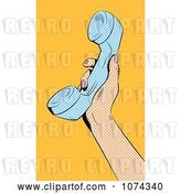 Vector Clip Art of Retro Pop Art Hand Holding up a Phone Reciever by Brushingup