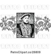 Vector Clip Art of Retro Portrait of Henry VIII and Roses by Prawny Vintage