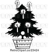 Vector Clip Art of Retro Potted Living Christmas Tree 1 by Prawny Vintage