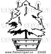 Vector Clip Art of Retro Potted Living Christmas Tree 2 by Prawny Vintage