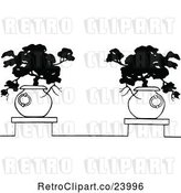 Vector Clip Art of Retro Potted Ornamental Trees by Prawny Vintage