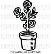 Vector Clip Art of Retro Potted Rose Plant by Prawny Vintage