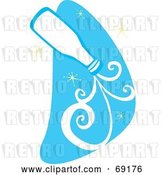 Vector Clip Art of Retro Pouring Bottle of Milk over a Blue Starry Sky by Xunantunich