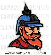 Vector Clip Art of Retro Prussian Officer Mascot Head by Patrimonio