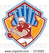 Vector Clip Art of Retro Quaterback American Football Player in a Shield by Patrimonio