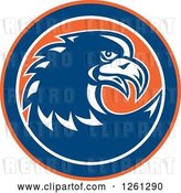 Vector Clip Art of Retro Raptor or Eagle in an Orange Blue and White Circle by Patrimonio