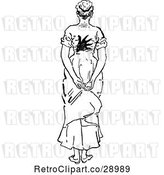 Vector Clip Art of Retro Rear View of a Lady with a Hand Print on Her Back by Prawny Vintage