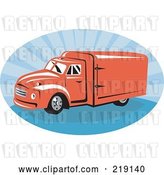 Vector Clip Art of Retro Red and Blue Delivery Van Logo by Patrimonio