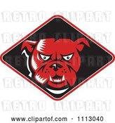 Vector Clip Art of Retro Red Angry Bulldog in a Black Diamond by Patrimonio