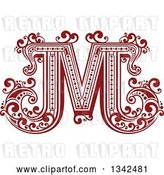 Vector Clip Art of Retro Red Capital Letter M with Flourishes by Vector Tradition SM