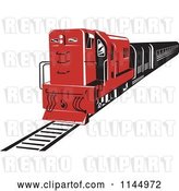 Vector Clip Art of Retro Red Diesel Train by Patrimonio