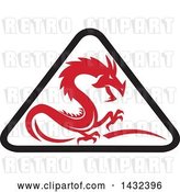 Vector Clip Art of Retro Red Dragon in a Triangle by Patrimonio