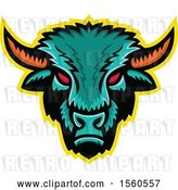 Vector Clip Art of Retro Red Eyed Demonic American Bison Mascot by Patrimonio
