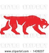 Vector Clip Art of Retro Red Saber Tooth Tiger Walking by Patrimonio