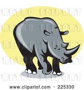 Vector Clip Art of Retro Rhino over Yellow Logo by Patrimonio