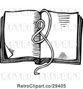 Vector Clip Art of Retro Ribbon on an Open Book by Prawny Vintage