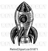 Vector Clip Art of Retro Rocket by AtStockIllustration