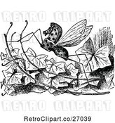 Vector Clip Art of Retro Rocking Horse Fly on Ivy by Prawny Vintage