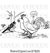 Vector Clip Art of Retro Rooster and Hen Getting Married by Prawny Vintage