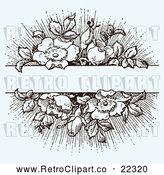 Vector Clip Art of Retro Rose Frame on Blue by BestVector