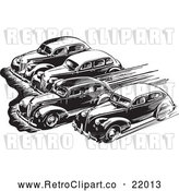 Vector Clip Art of Retro Royalty-Free (RF) Clipart Illustration of Cars Taking off in a Race by BestVector
