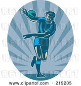 Vector Clip Art of Retro Rugby Football Player Logo - 3 by Patrimonio