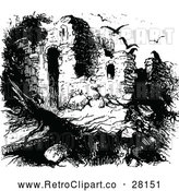 Vector Clip Art of Retro Ruins with Birds by Prawny Vintage