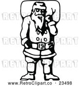 Vector Clip Art of Retro Santa Claus Carrying Christmas Present Sack by Prawny Vintage