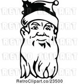 Vector Clip Art of Retro Santa Face with a Long Beard by Prawny Vintage