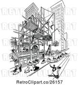 Vector Clip Art of Retro Scaffolded Building in the City by Prawny Vintage