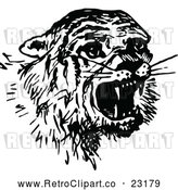 Vector Clip Art of Retro Scared Tiger by Prawny Vintage