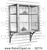 Vector Clip Art of Retro Screened in Cellar Shelves with Food in Black and White by Picsburg