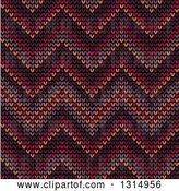 Vector Clip Art of Retro Seamless Background Pattern of Knitted Brown, Orange, Burgundy, Purple and Red Chevrons by Vector Tradition SM