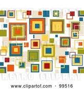 Vector Clip Art of Retro Seamless Colorful Squares on White Pattern Design Background by BNP Design Studio