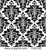 Vector Clip Art of Retro Seamless Pattern Background of Damask in Black on White 3 by Vector Tradition SM