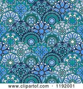 Vector Clip Art of Retro Seamless Pattern of Blue Circle Flowers by Vector Tradition SM