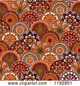 Vector Clip Art of Retro Seamless Pattern of Orange and Brown Circle Flowers by Vector Tradition SM