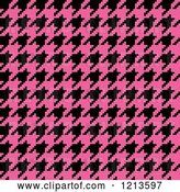 Vector Clip Art of Retro Seamless Pink and Black Houndstooth Pattern by Arena Creative