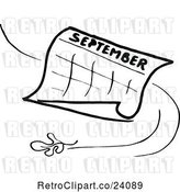 Vector Clip Art of Retro September Calendar with a Leaf by Prawny Vintage
