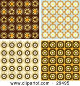 Vector Clip Art of Retro Set of Wallpaper Pattern Backgrounds of Orange, Brown and Blue Circles by KJ Pargeter