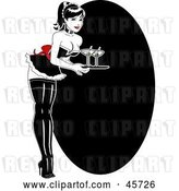 Vector Clip Art of Retro Sexy Pinup Bar Maid Lady Serving Martinis by R Formidable