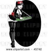 Vector Clip Art of Retro Sexy Pinup Lady Carrying a Cigar Tray by R Formidable