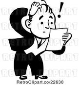 Vector Clip Art of Retro Shocked Guy Reading a Letter by BestVector