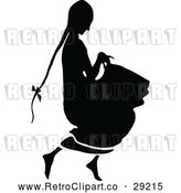 Vector Clip Art of Retro Silhoueted Sneaky Girl by Prawny Vintage