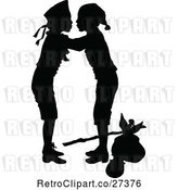 Vector Clip Art of Retro Silhouette of Two Boys by Prawny Vintage