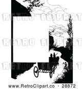 Vector Clip Art of Retro Silhouetted Horse Drawn Cart Page Border by Prawny Vintage