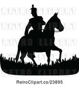 Vector Clip Art of Retro Silhouetted Horseback Soldier by Prawny Vintage