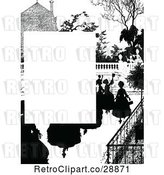 Vector Clip Art of Retro Silhouetted People Page Border by Prawny Vintage