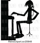 Vector Clip Art of Retro Silhouetted Piano Guy by Prawny Vintage